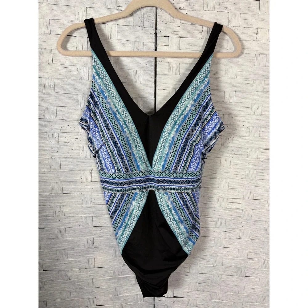 Womens Swimsuit One Piece Embrace Your Curves Miracle‎ Brands Geometric Colorful